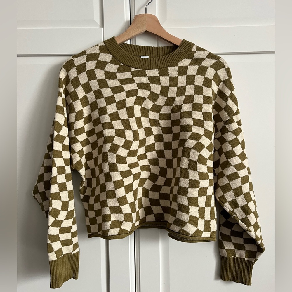 Checkerboard Cropped Sweater